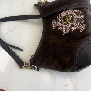 Juicy Couture Dark Brown Shoulder Bag with Pink Accents